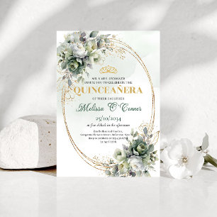 Invitación de Quinceañera Botánica Acuarela en Ver