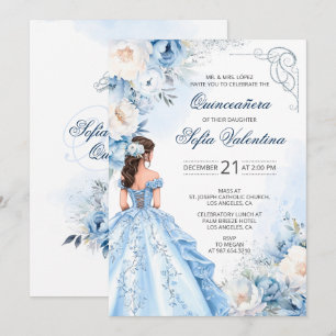 Invitación de Quinceañera Cenicienta Azul Bebé