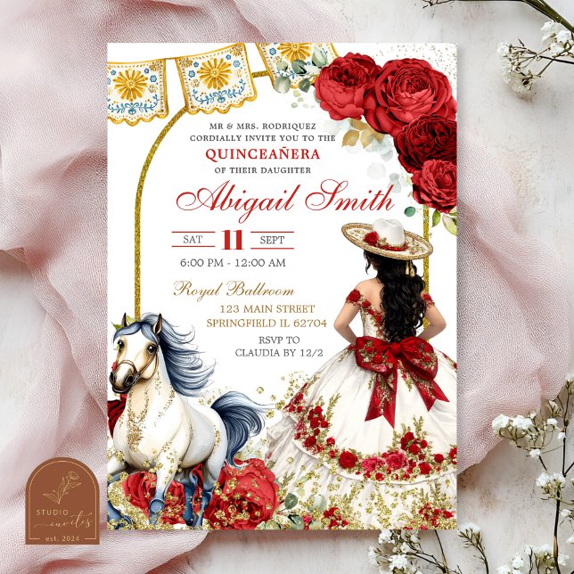 Invitación de Quinceañera Charra con Rosas Blancas (Subido por el creador)
