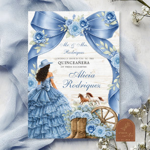 Invitación de Quinceañera Charra Coqueta Azul Polv