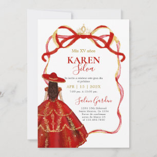 Invitación de Quinceañera Charro Roja