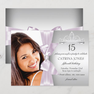 Invitación de Quinceañera con Diadema y Lazo de Di