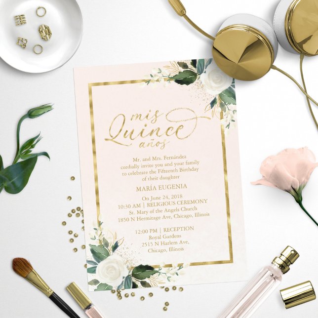 Invitación de Quinceañera con Estampado Floral en  (Subido por el creador)