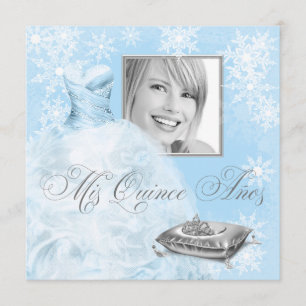Invitación de Quinceañera con foto de copo de niev