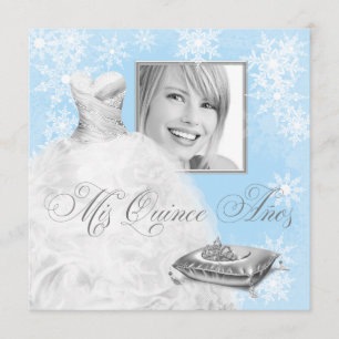 Invitación de Quinceañera con foto de copo de niev
