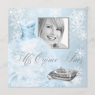 Invitación de Quinceañera con foto de copo de niev