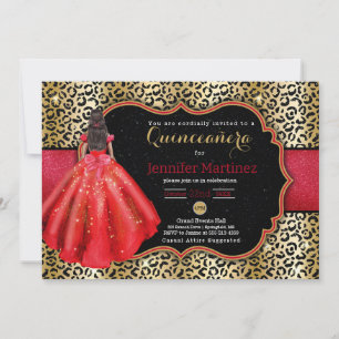 Invitación de quinceañera con foto de leopardo