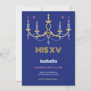 Invitación de Quinceañera con Lámpara de Tubos de 