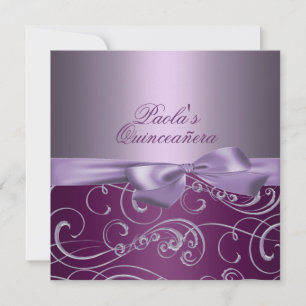 Invitación de Quinceañera con Lazos Morados y Remo