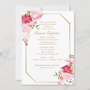 Invitación de quinceañera con marco rosa