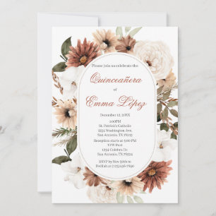 Invitación de quinceañera con margaritas blancas y
