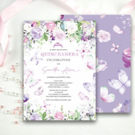 Invitación de Quinceañera con orquídea púrpura y a