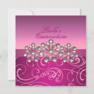 Invitación de quinceañera con remolinos de perla r