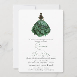 invitación de Quinceañera con silueta verde