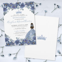 Invitación de Quinceañera con Vestido Azul Bebé