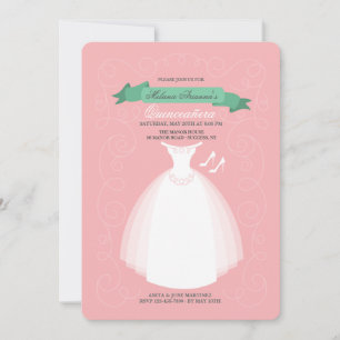 Invitación de Quinceañera con vestido blanco