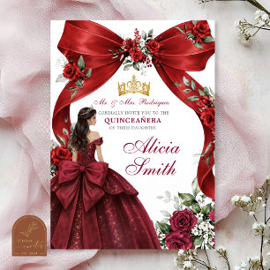 Invitación de Quinceañera Coqueta con Lazo de Borg
