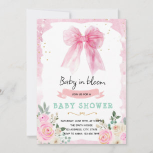 Invitación de Quinceañera Coqueta con Lazo Rosa