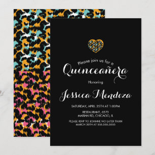 Invitación de Quinceañera Corazón de Estampado Ani