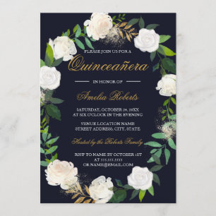 Invitación de Quinceañera Corona de Acuarela Dorad