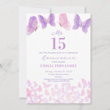 Invitación de Quinceañera Cumpleaños 15 Butterfly