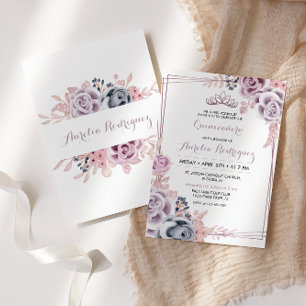 Invitación de Quinceañera Cumpleaños Morado Quince