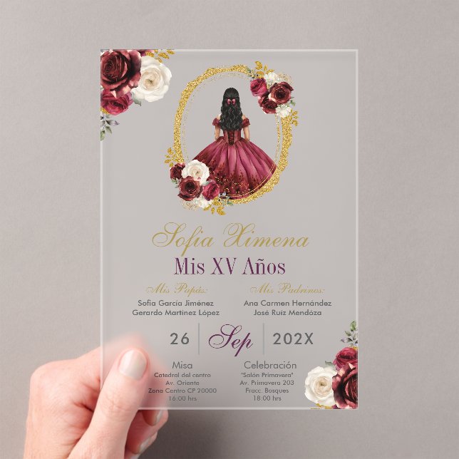 Invitación de Quinceañera de Acrílico Escarchado R (Insitu (portátil))