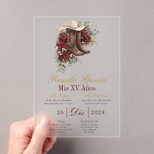 Invitación de Quinceañera de bota de flora de burg