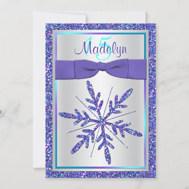 Invitación de Quinceañera de Copo de Nieve con Bri (Anverso)