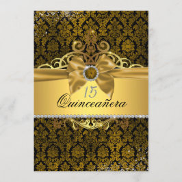 Invitación de Quinceañera de Damasco de Oro Elegan