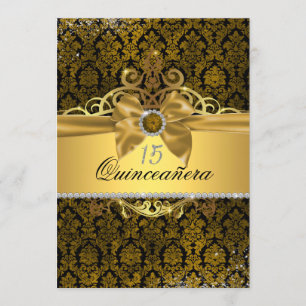 Invitación de Quinceañera de Damasco de Oro Elegan