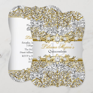 Invitación de Quinceañera de Damasco Dorado Brilla
