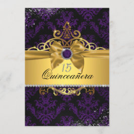 Invitación de Quinceañera de Damasco Elegante con 