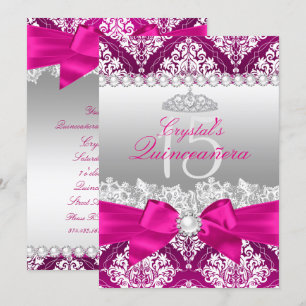 Invitación de Quinceañera de Damasco Rosa Caliente