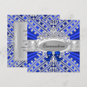 Invitación de Quinceañera de Diamante Azul y Tiara