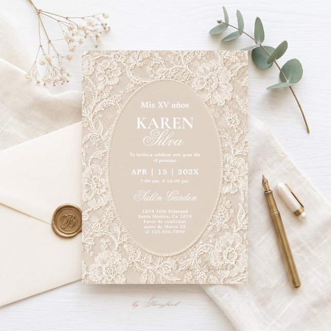 Invitación de Quinceañera de Encaje (Subido por el creador)