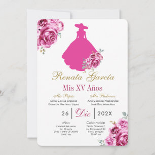 Invitación de Quinceañera de Escaramuza Rosa Mexic