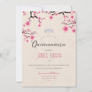 Invitación de Quinceañera de Flor de Cerezo