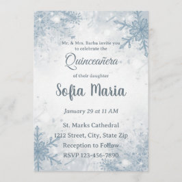 Invitación de Quinceañera de Invierno – Copos de N