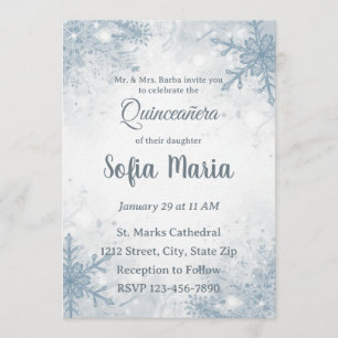 Invitación de Quinceañera de Invierno – Copos de N