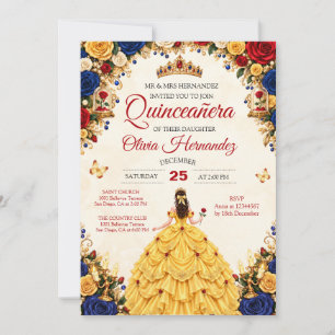 Invitación de Quinceañera de La Bella y la Bestia