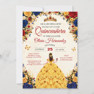 Invitación de Quinceañera de La Bella y la Bestia