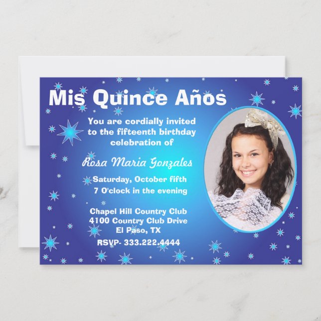 Invitación de Quinceañera de la foto de las (Anverso)