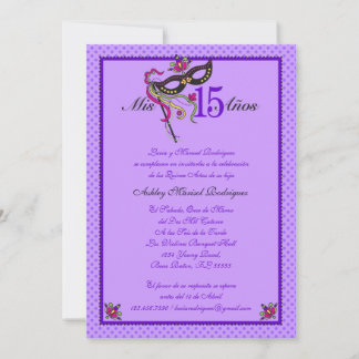 Invitación de Quinceañera de la máscara 15
