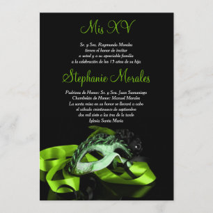 Invitación de Quinceanera de la mascarada de la