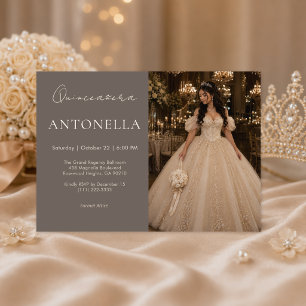 Invitación de Quinceañera de Marfil con Champán