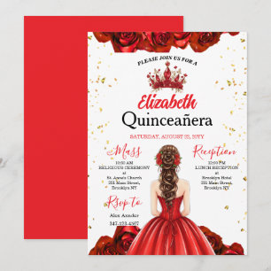 Invitación de Quinceañera de Mariposa de Rosa Roja