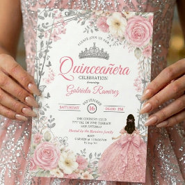 Invitación de quinceañera de mariposa plateada ros