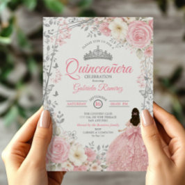 Invitación de quinceañera de mariposa plateada ros