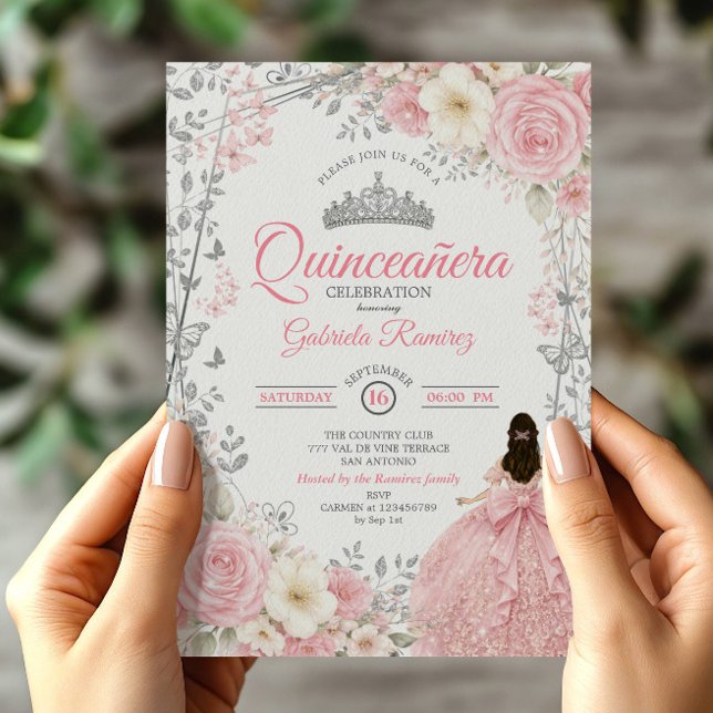 Invitación de quinceañera de mariposa plateada ros (Subido por el creador)